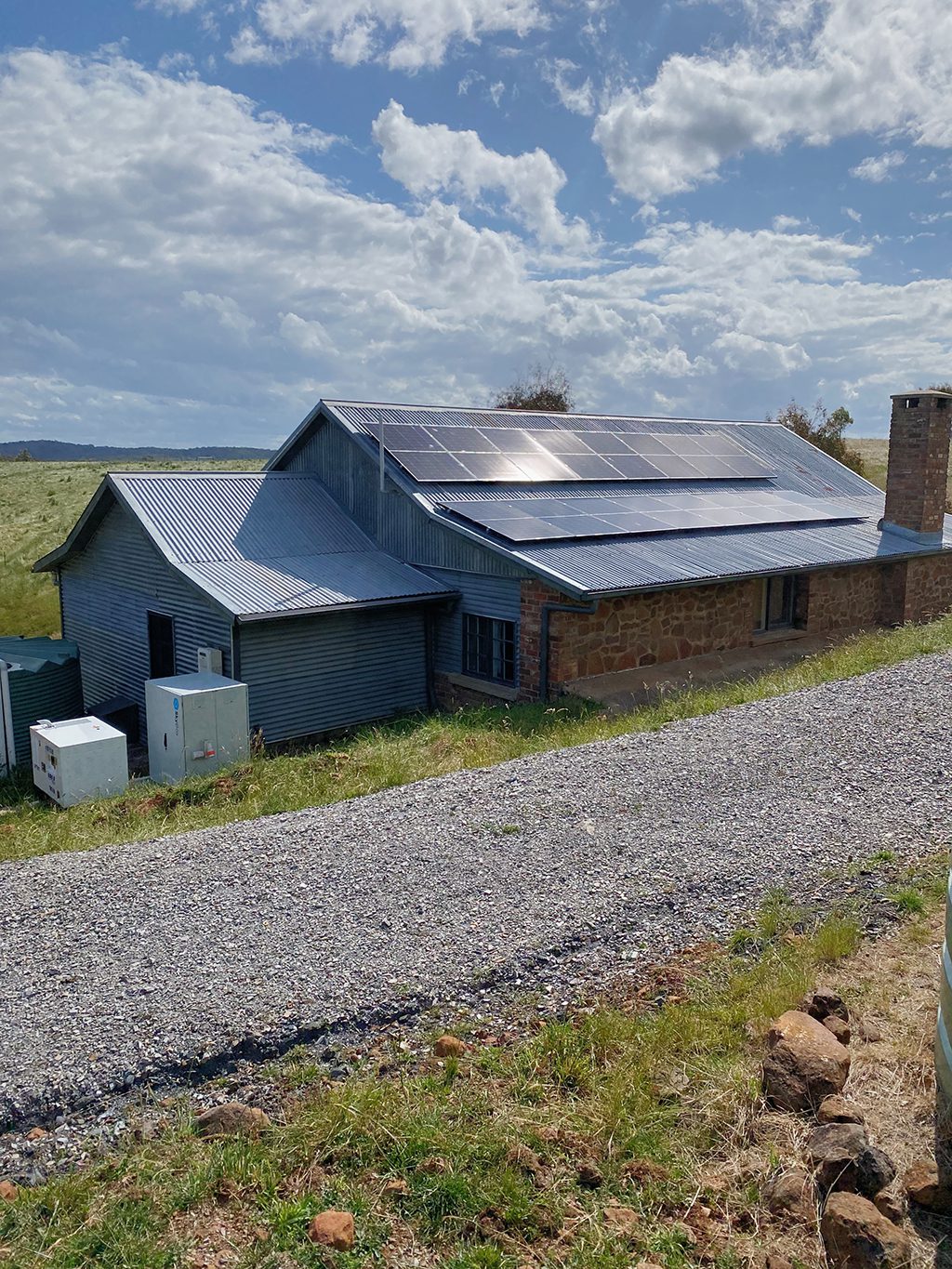 Off Grid Cabin with Solar Battery Storage