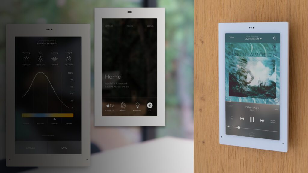 Savant Smart Home touchpanels in white